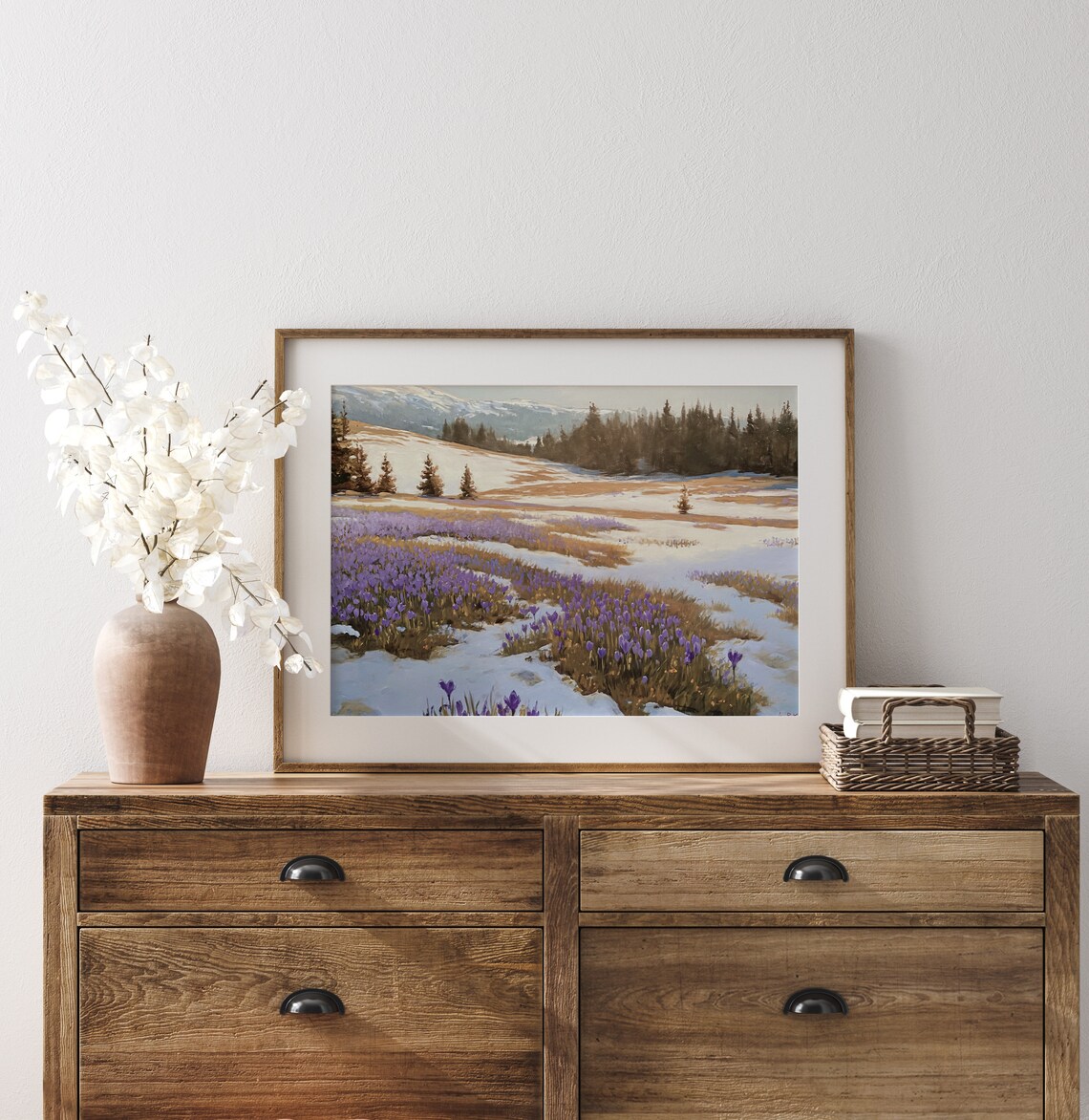 Early Spring Wildflowers Meadow Landscape Art Print - Image 3