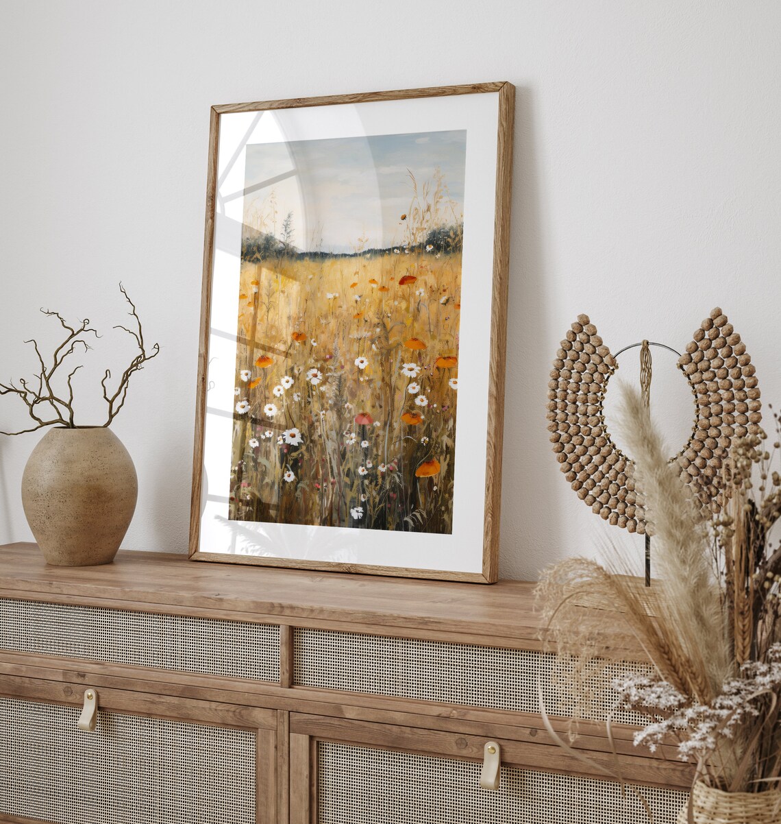 Autumn Wildflower Field Landscape Vintage Art Print - Image 2