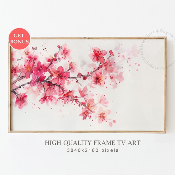 Watercolor Cherry Blossom Branches Pink Spring Floral Art Poster