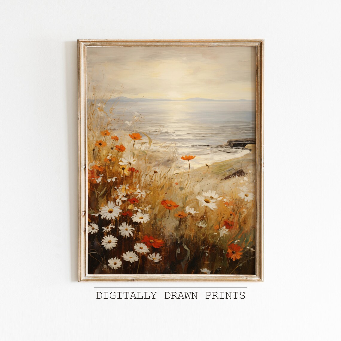 Coastal Wildflowers Farmhouse Floral Art Print