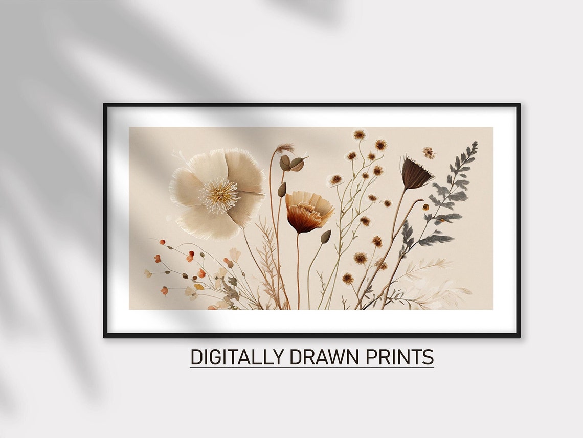 Dried Wildflower Cream Poppy Watercolor Fall Botanical Art Poster - Image 3