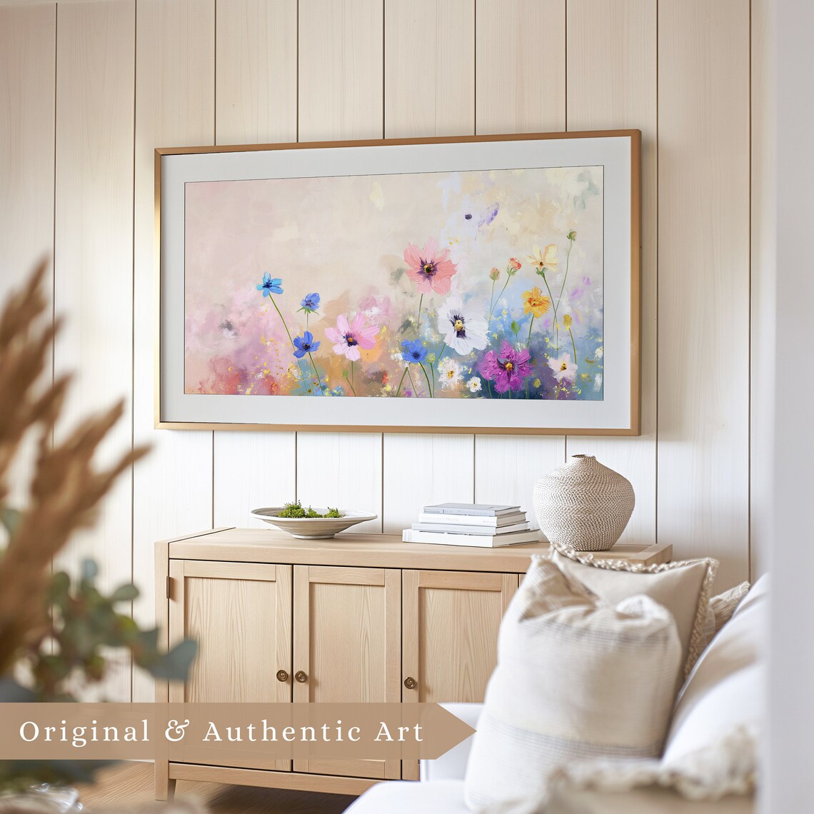 Colorful Cosmos Abstract Floral Textured Impasto Pastel Summer Art Poster - Image 4