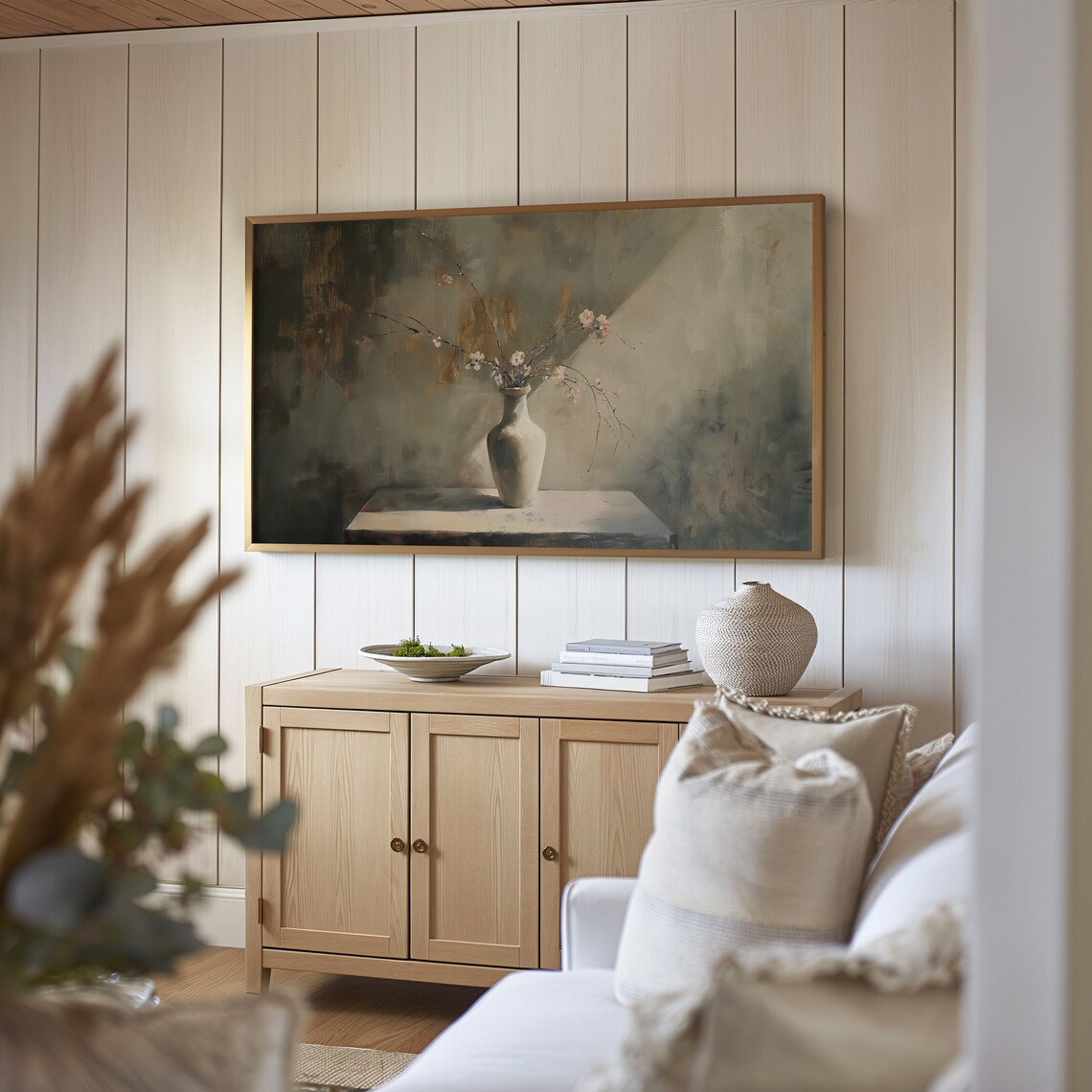 Moody Vintage Vase Cherry Blossom Branches Still Life Rustic Cottagecore Poster - Image 5