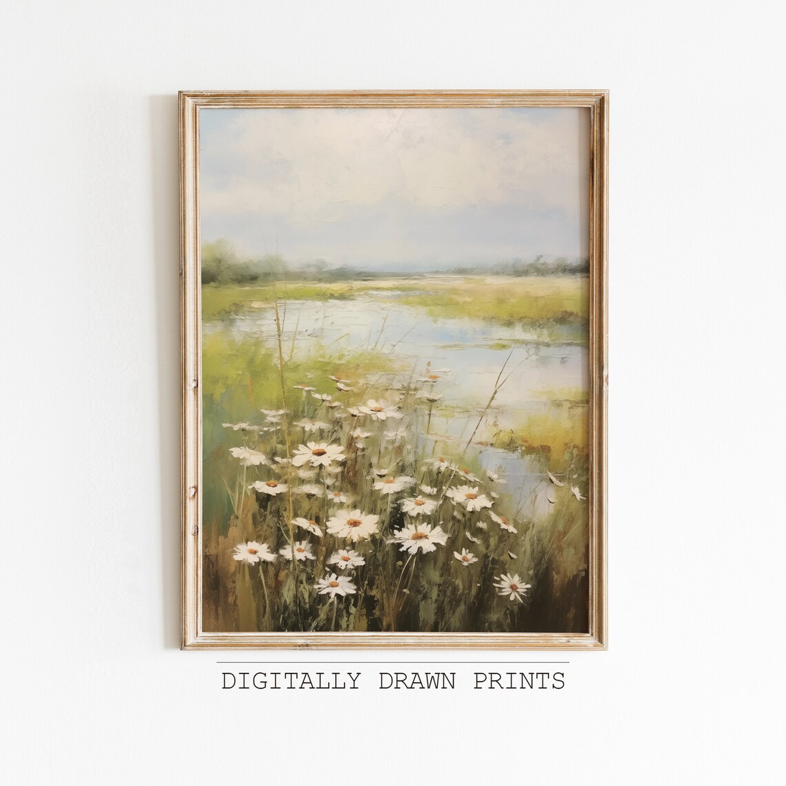 Wildflower Field Vintage Oil Painting Art Print