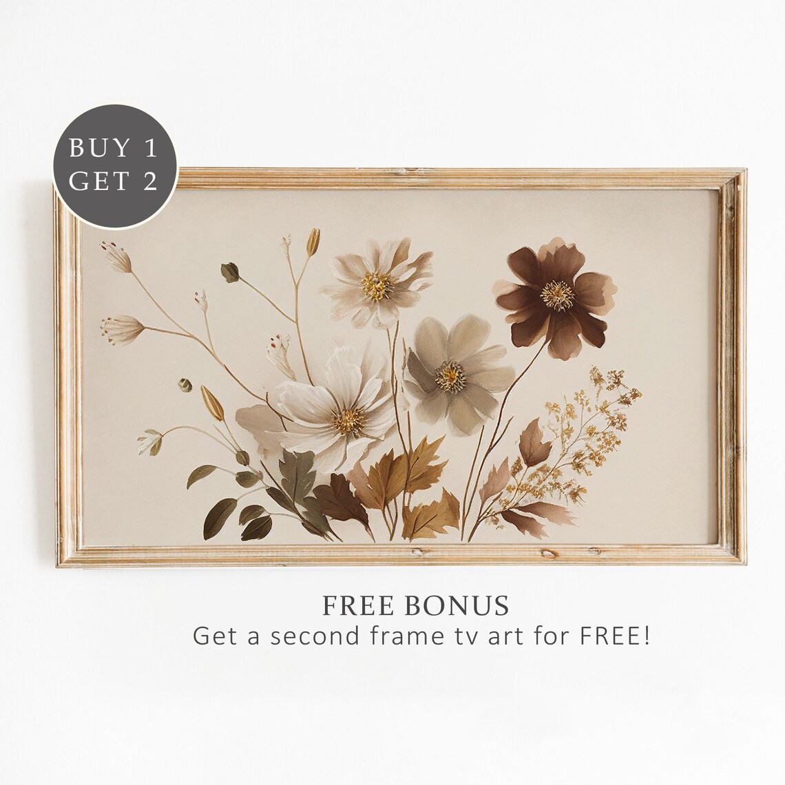 Spring Wild Flowers Field Oil Painting Art Print - Image 2