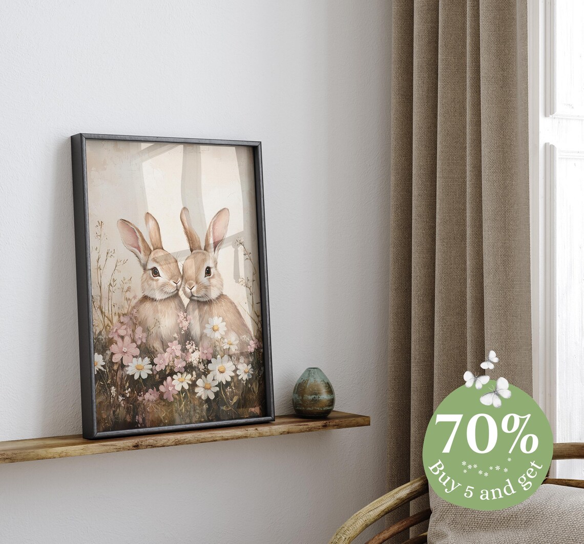 Easter Bunny Nursery Wall Art Print, Farmhouse Spring - Image 2