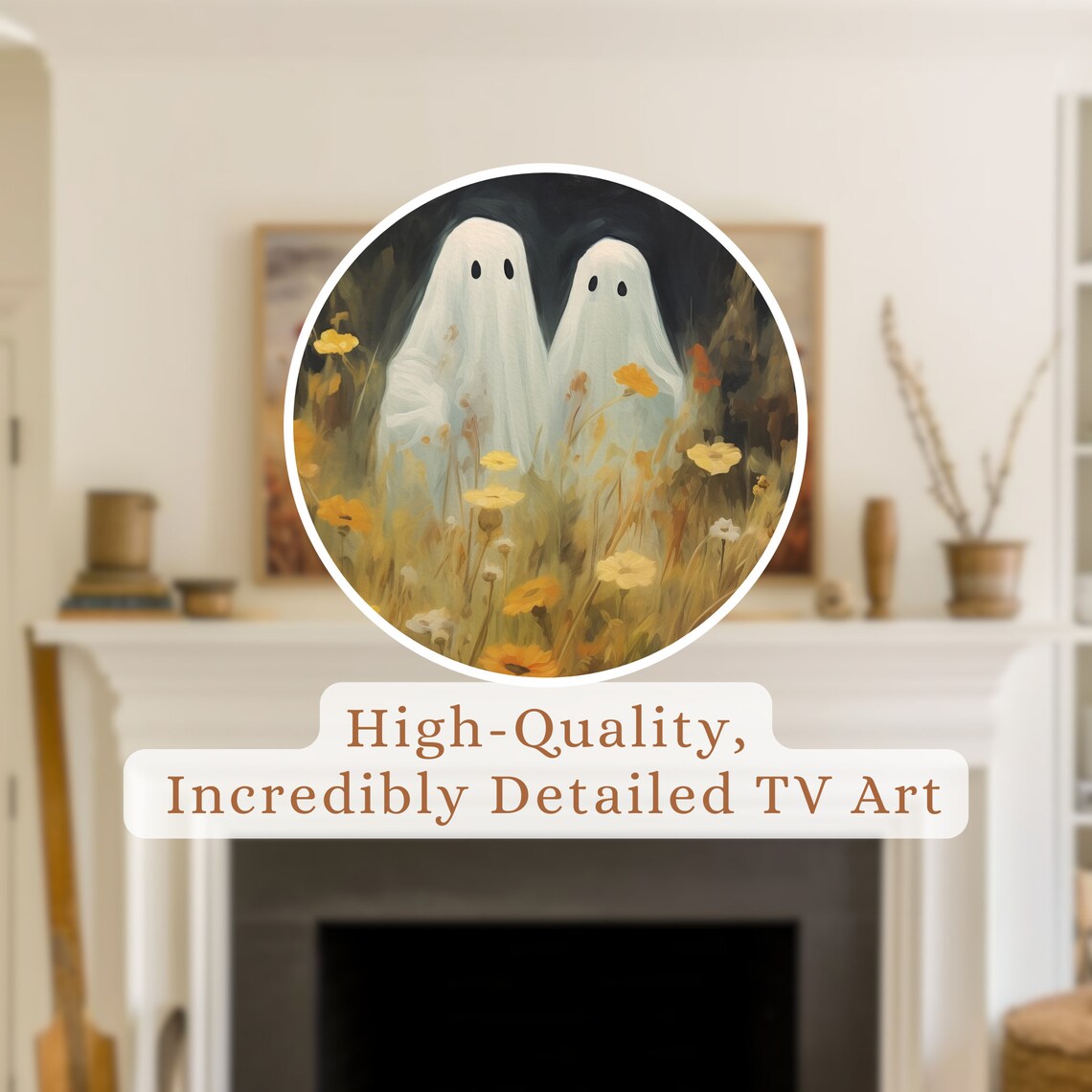 Halloween Ghosts In A Wildflowers Field Art Print - Image 2
