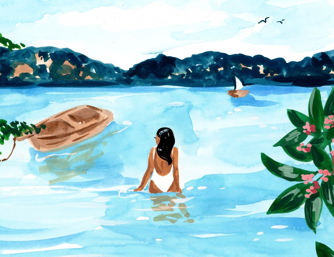 Costa Rica Beach Watercolor Art Print, Tropical Decor - Image 4
