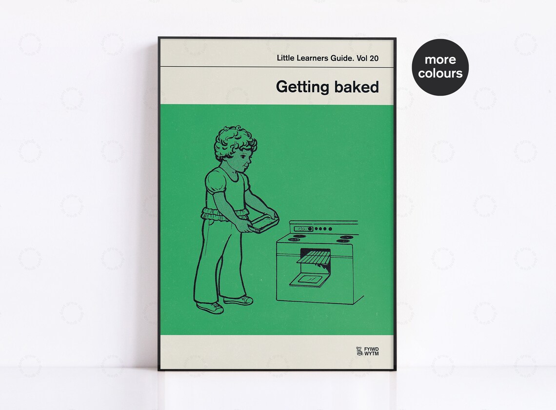 Getting Baked Retro Poster Book Cover, Vintage Print