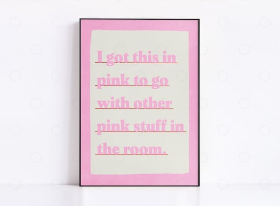 Pink Colour Scheme Art Print Typography Living Room Poster Bold Wall Home Decor Trendy Apartment Retro