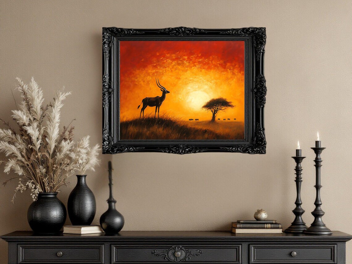 Sunset Safari With Antelope, African Wildlife Art - Image 3