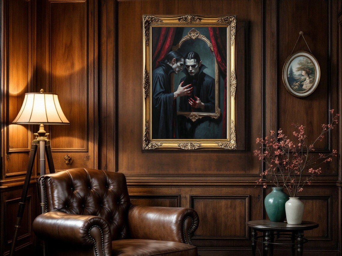 Gothic Vampire Mirror, Creepy Horror Dark Fantasy - Image 3