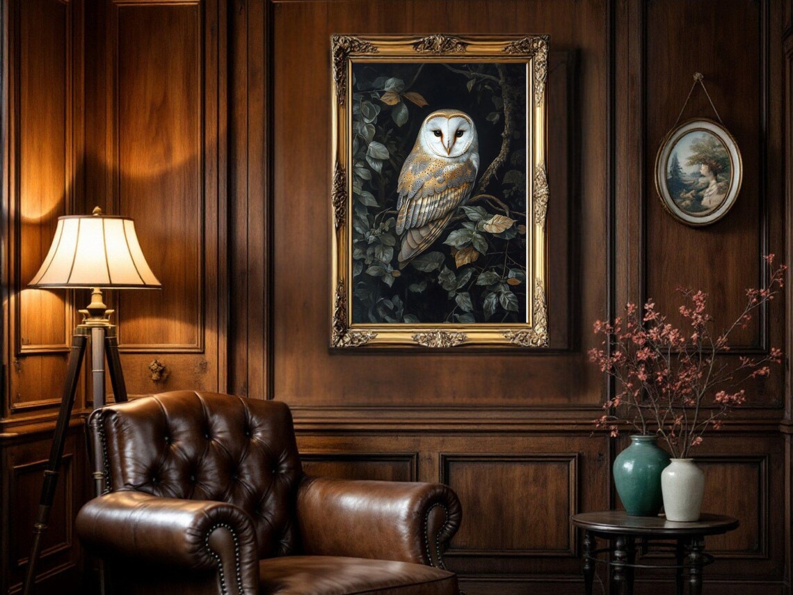 Barn Owl Vintage Nature Art, Rustic Decor - Image 2