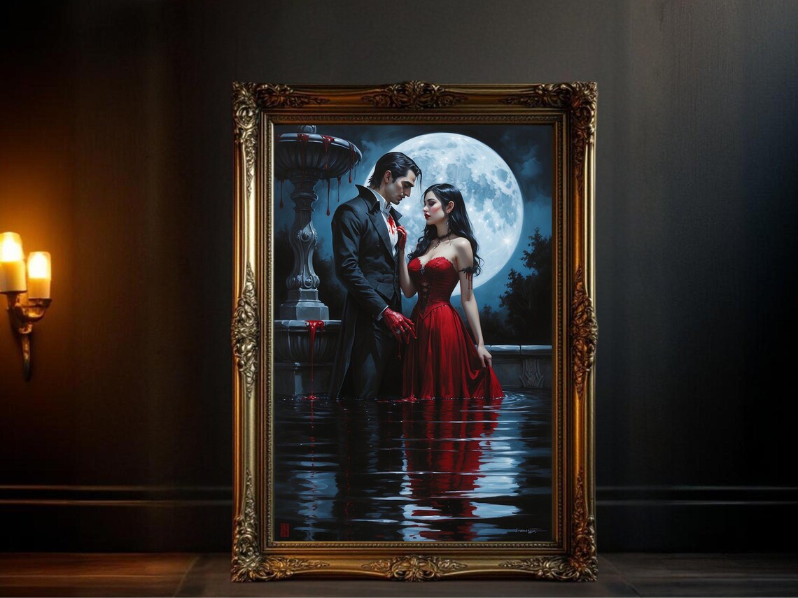 Gothic Vampire Romance, Dark Fantasy Art Print