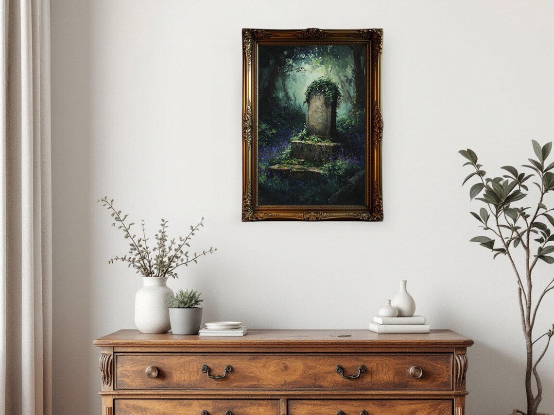 Enchanted Forest, Mysterious Stone Monument Art Print - Image 3