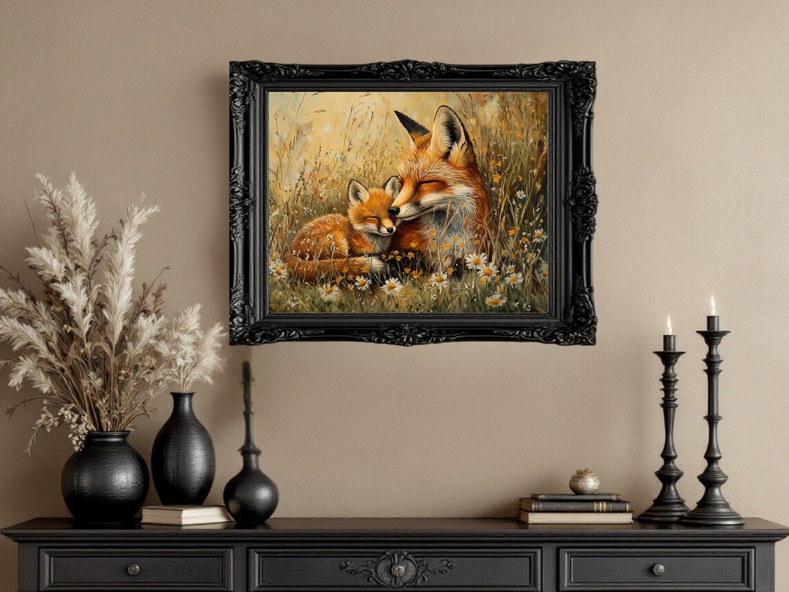 Cute Fox And Baby Fox, Nature-Inspired Illustration - Image 3