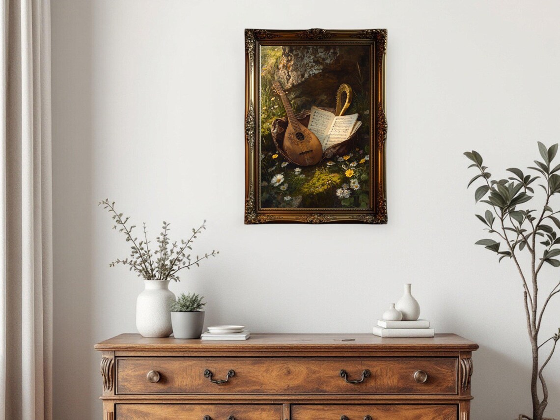 Vintage Mandolin And Lyre, Antique Musical Instruments - Image 3