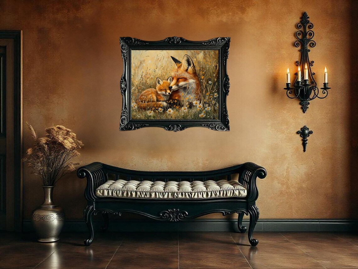 Cute Fox And Baby Fox, Nature-Inspired Illustration - Image 2