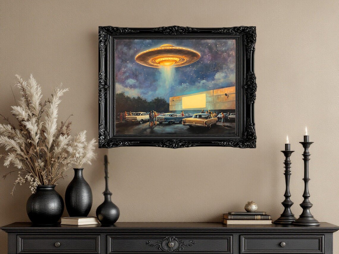 Retro Ufo Encounter Drive-In Theater, Vintage Sci-Fi - Image 2