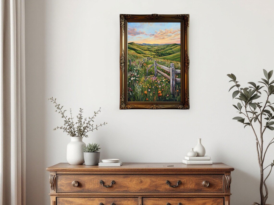 Countryside Landscape, Serene Green Hills Fine Art Print - Image 2