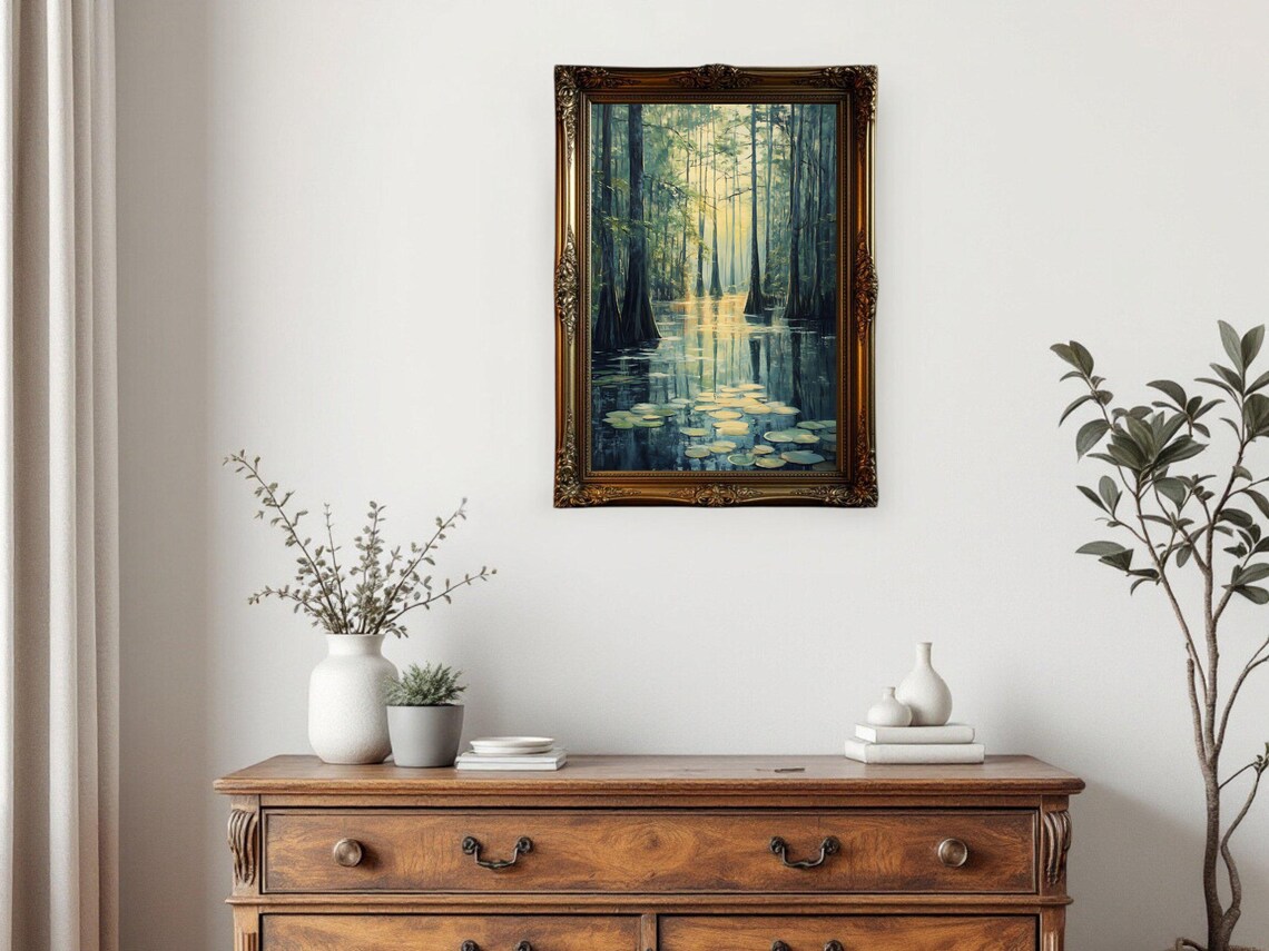 Serene Forest Wetland Art Print, Tranquil Trees - Image 2