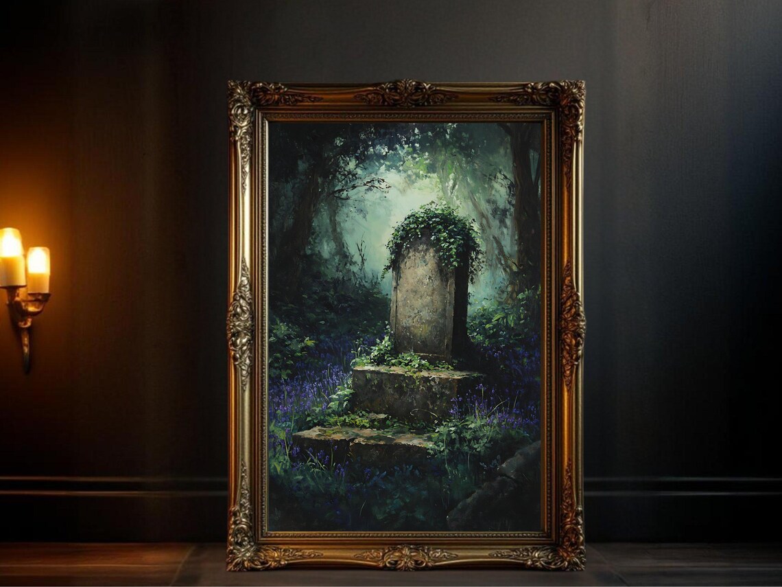 Enchanted Forest, Mysterious Stone Monument Art Print