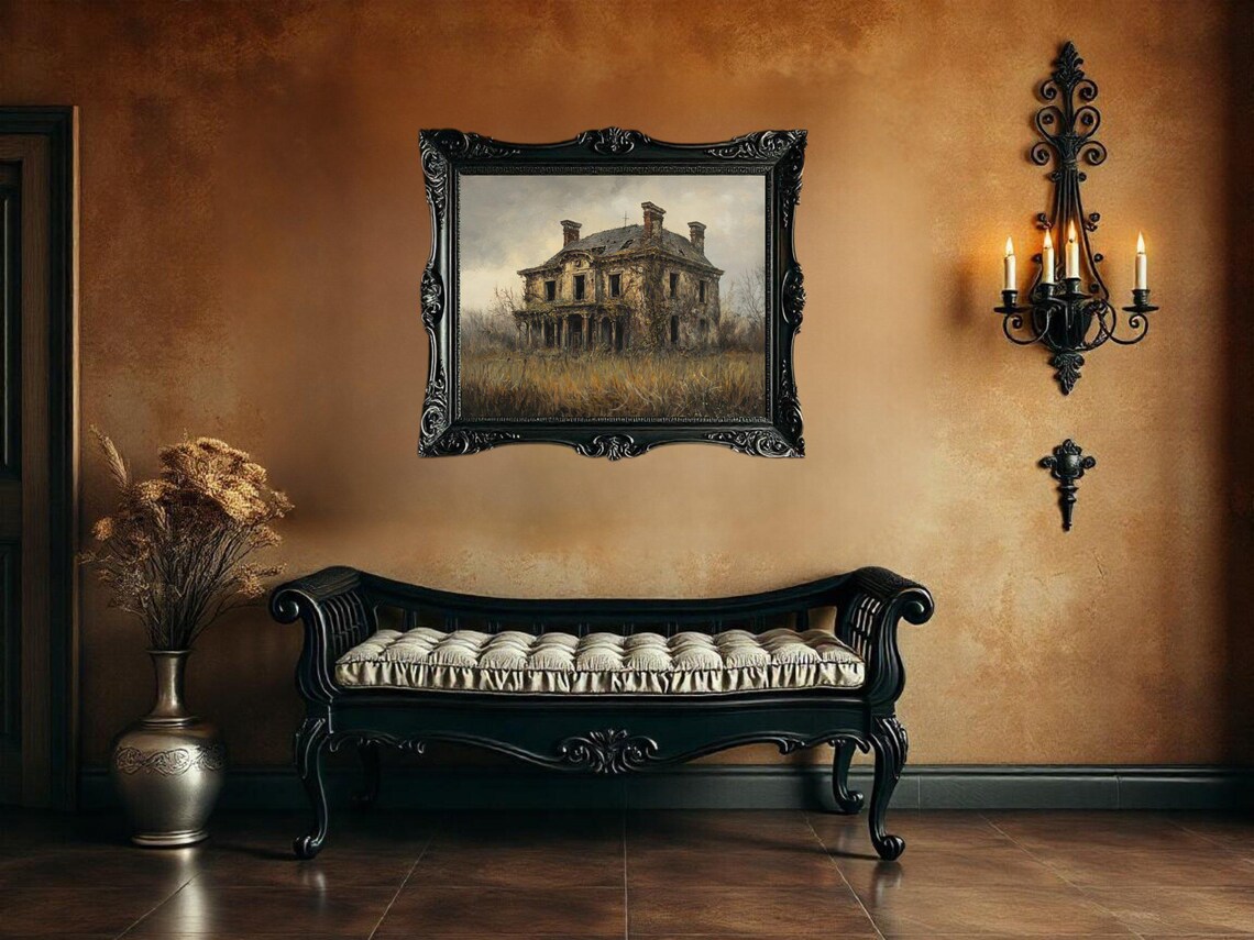 Vintage Haunted House Art Print, Spooky Gothic Mansion - Image 2