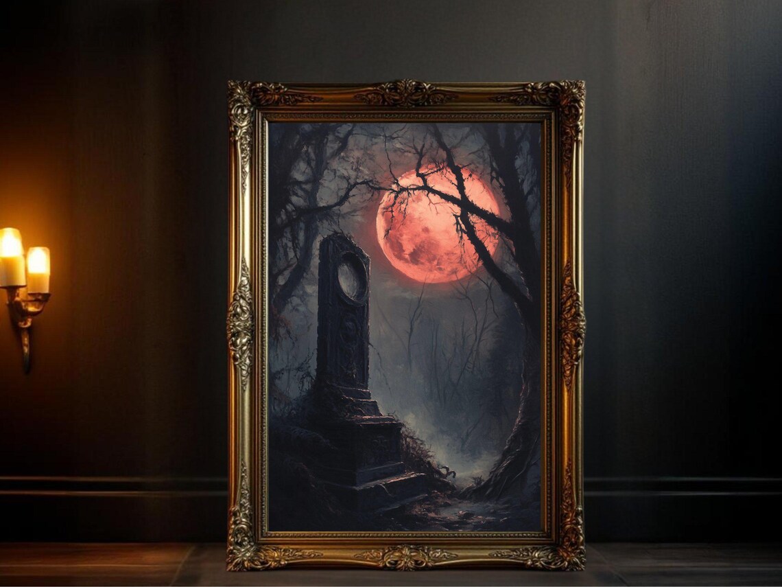 Gothic Moonlight Cemetery, Dark Academia Poster