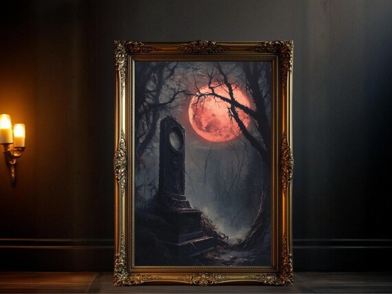 Gothic Moonlight Cemetery, Dark Academia Poster