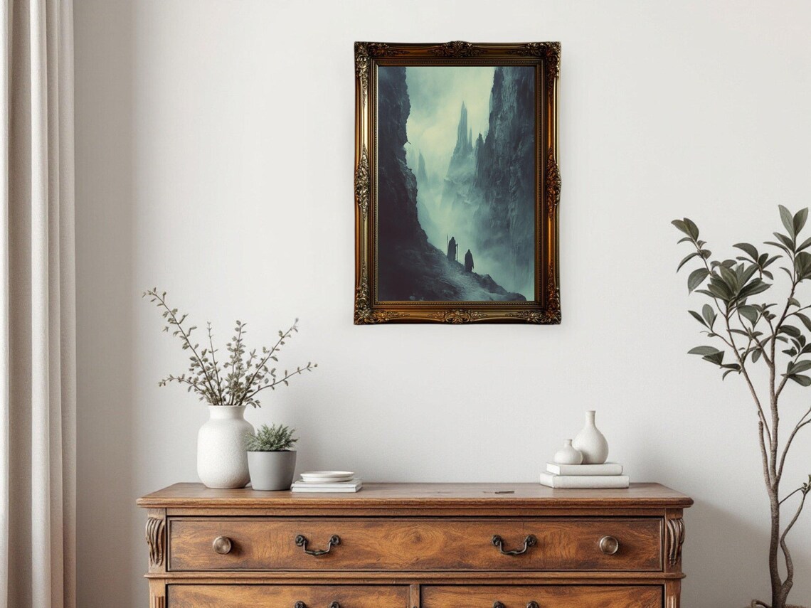 Mysterious Mountain Fantasy Landscape Art Print - Image 3