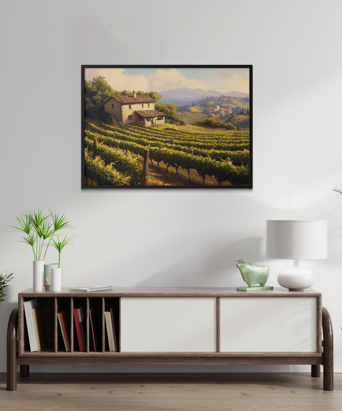 Tuscan Vineyard Art Print, Rustic Countryside Landscape - Image 2