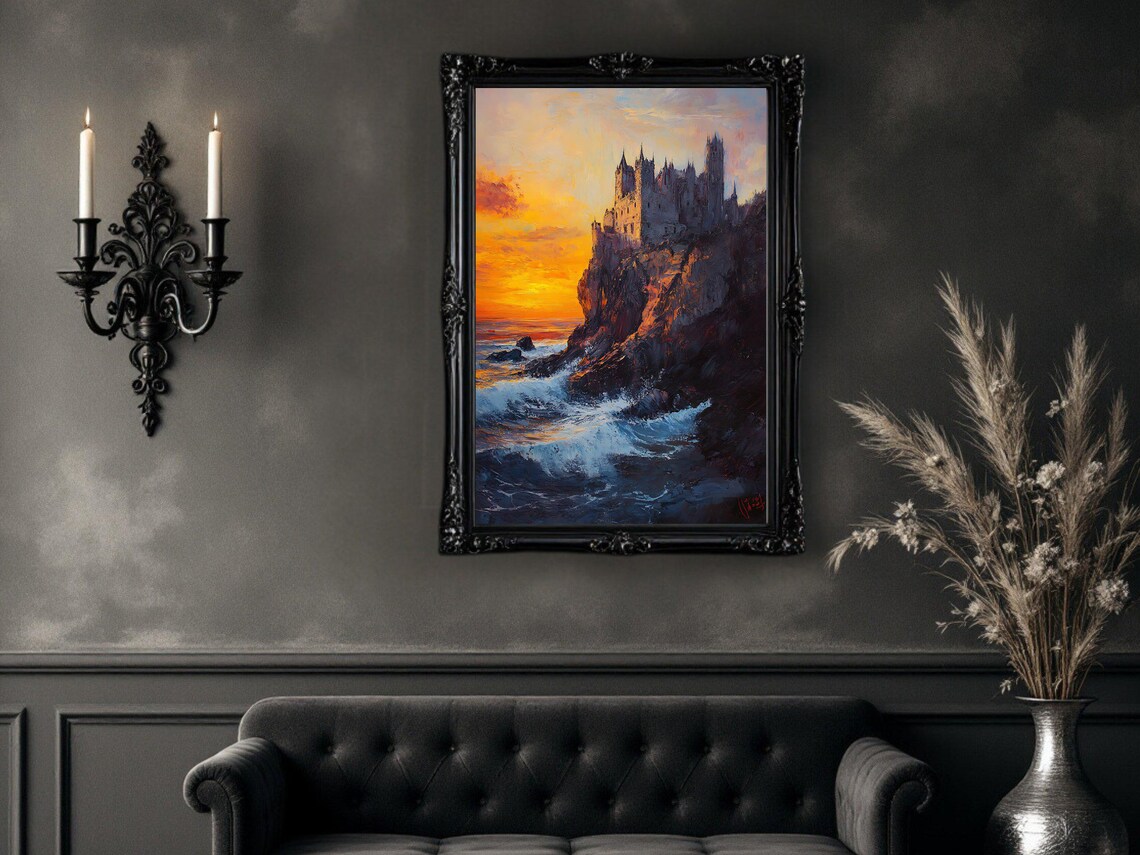 Castle At Sunset, Coastal Seascape Art Print - Image 2