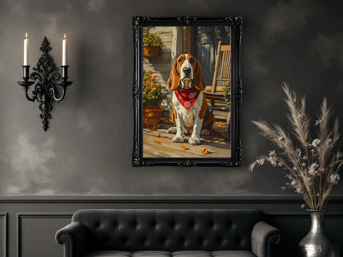 Basset Hound Art Print, Rustic Country Decor - Image 3
