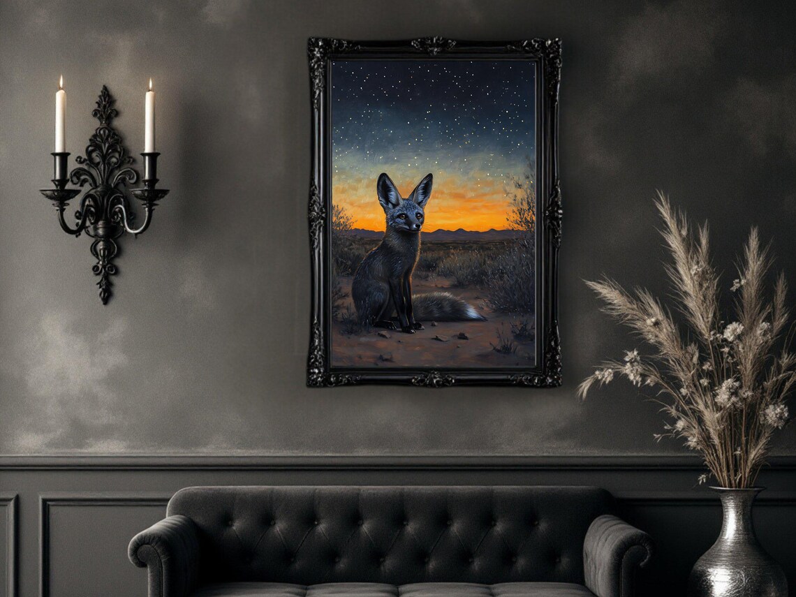 Starry Night Fox Painting, Fantasy Forest Art Print - Image 3