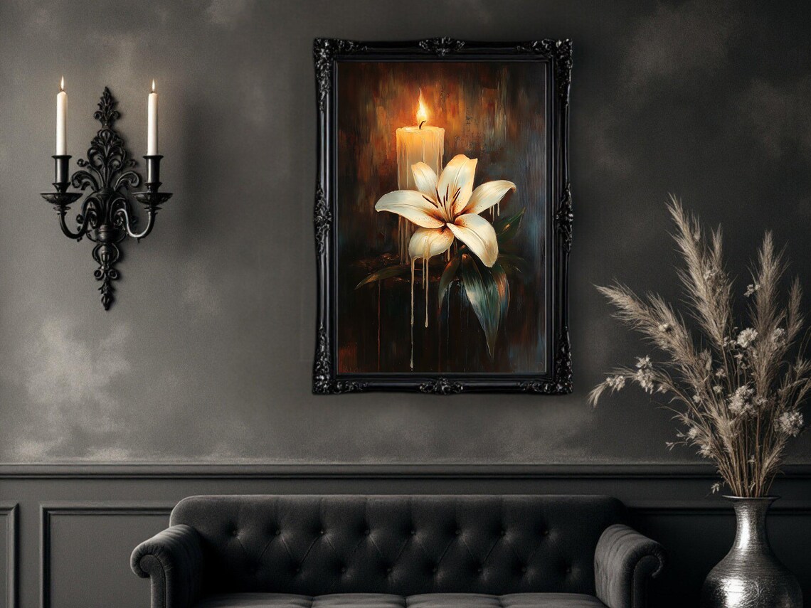 Candle And Lily, Hand Painted Botanical Home Decor - Image 2