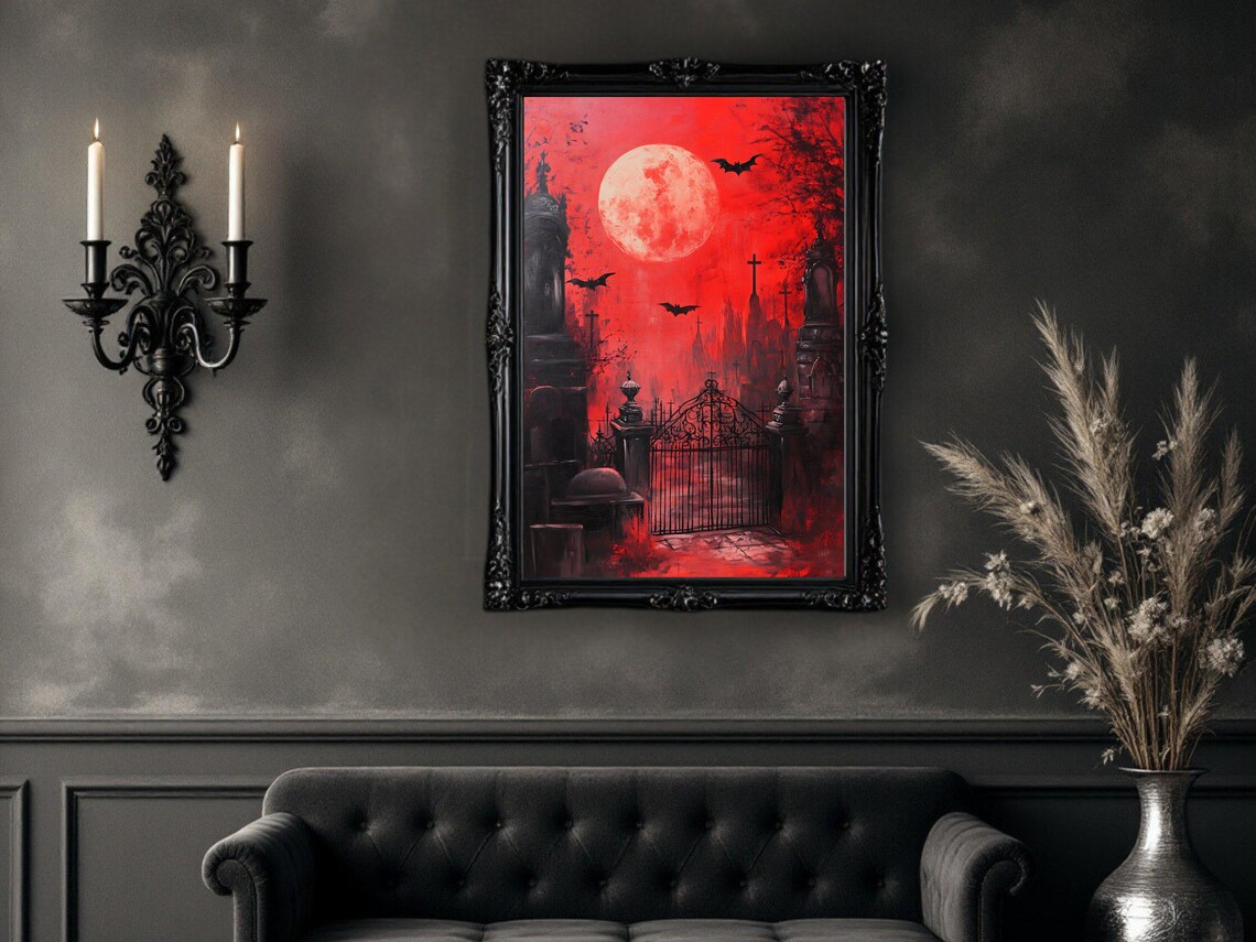Gothic Cemetery Wall Art, Halloween Decor - Image 2