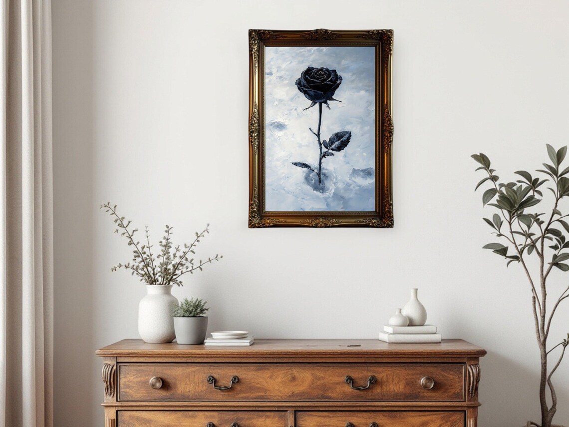 Dark Rose Gothic Floral Art Print - Image 3