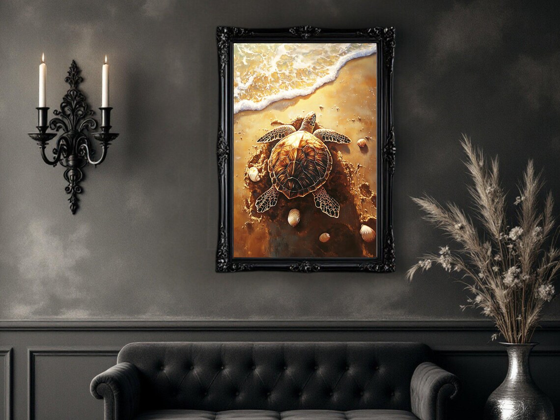 Sea Turtle Beach Art, Coastal Living Room Decor - Image 3
