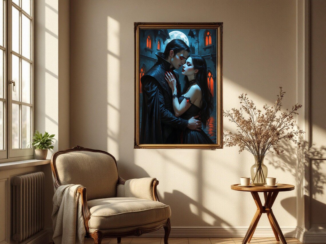 Gothic Vampire Lovers Poster, Dark Romantic Decor - Image 2
