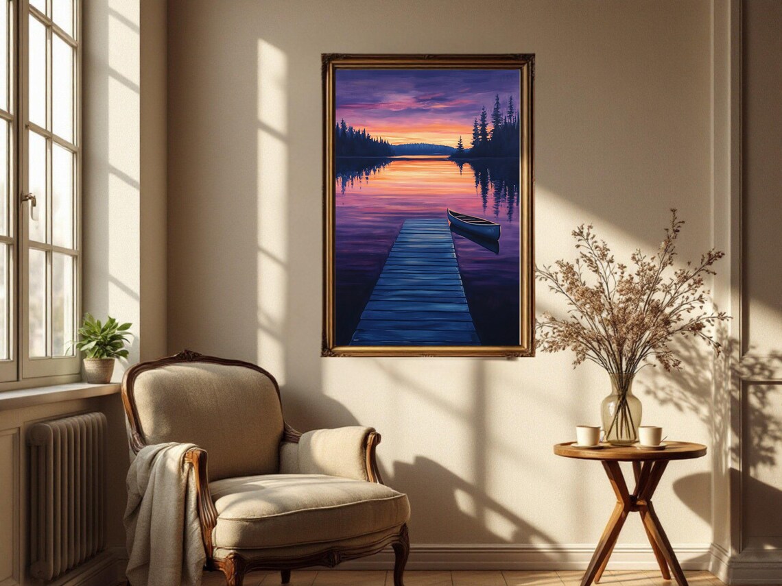 Sunset Lake View, Scenic Landscape Art Print - Image 3