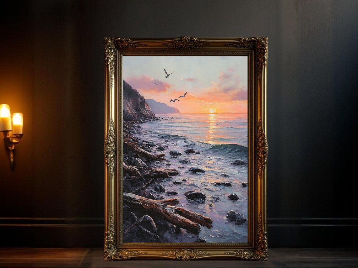 Coastal Sunset Art Print, Tranquil Seascape