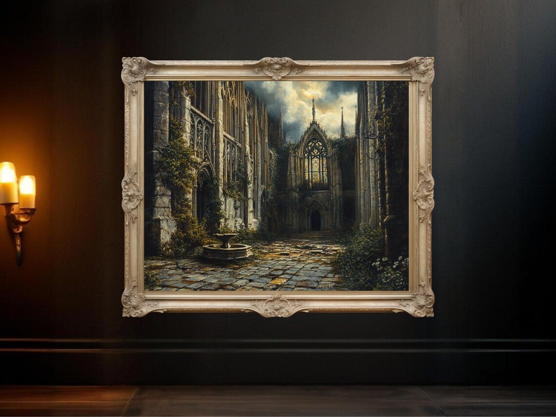 Gothic Ruins Poster, Atmospheric Decay Decor