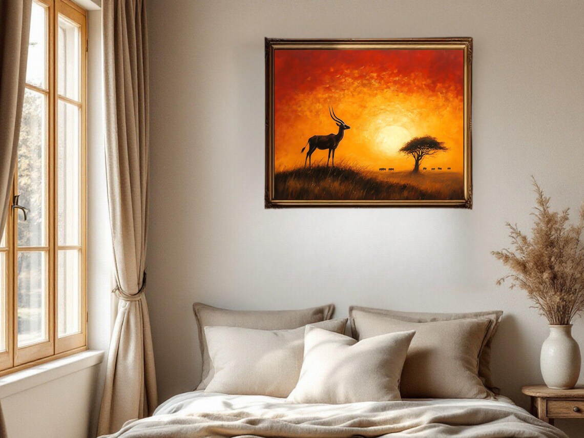 Sunset Safari With Antelope, African Wildlife Art - Image 2