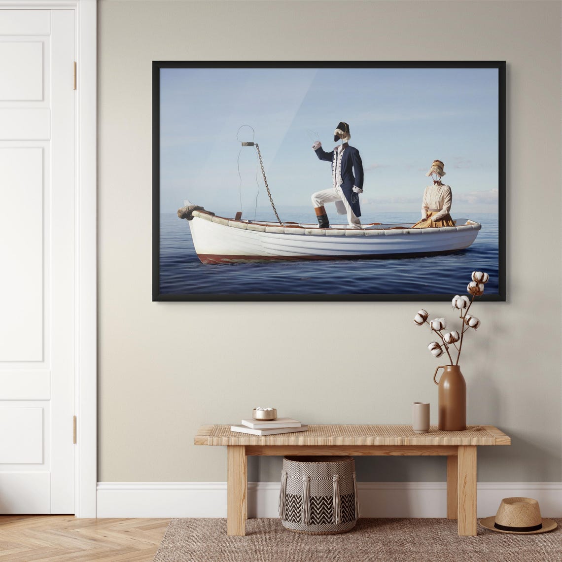 Surreal Ghost Boat with Colonial Figures on the Ocean Poster - Image 2