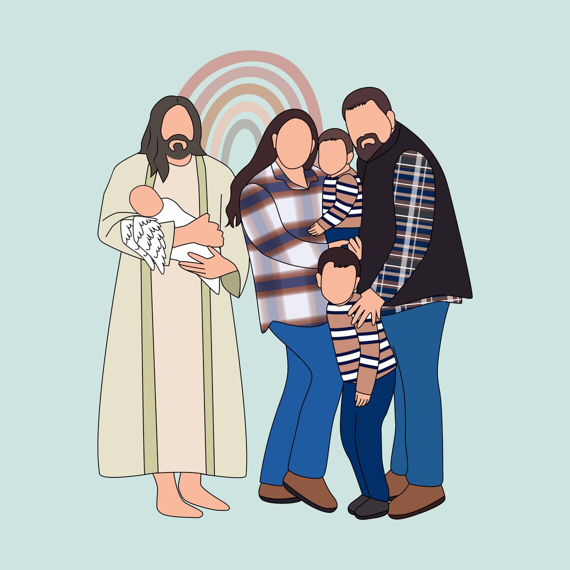 Custom Miscarriage Loss Family Portrait, Memorial Art Print - Image 4