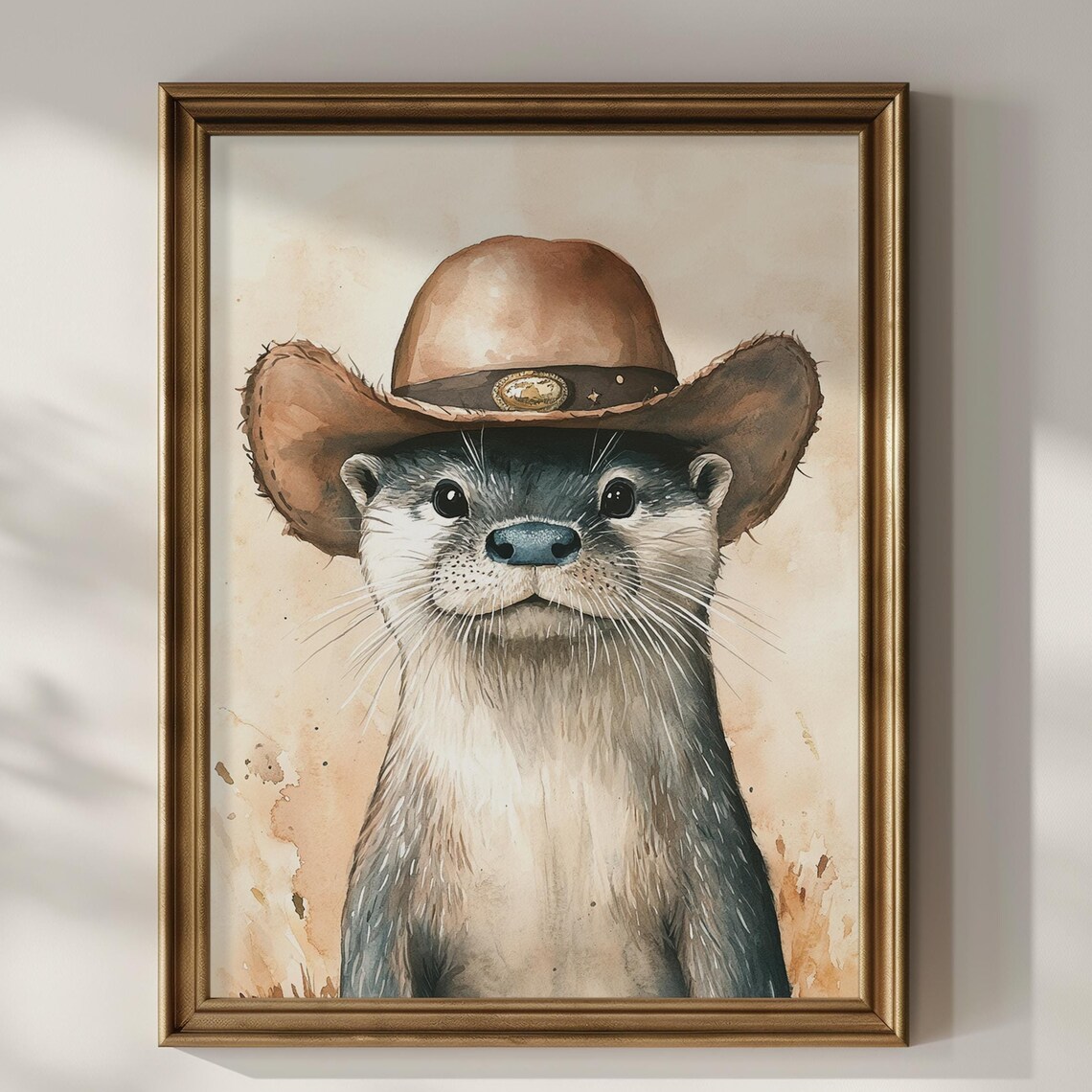 Otter Cowboy Hat Print, Funny Western Sea Otter