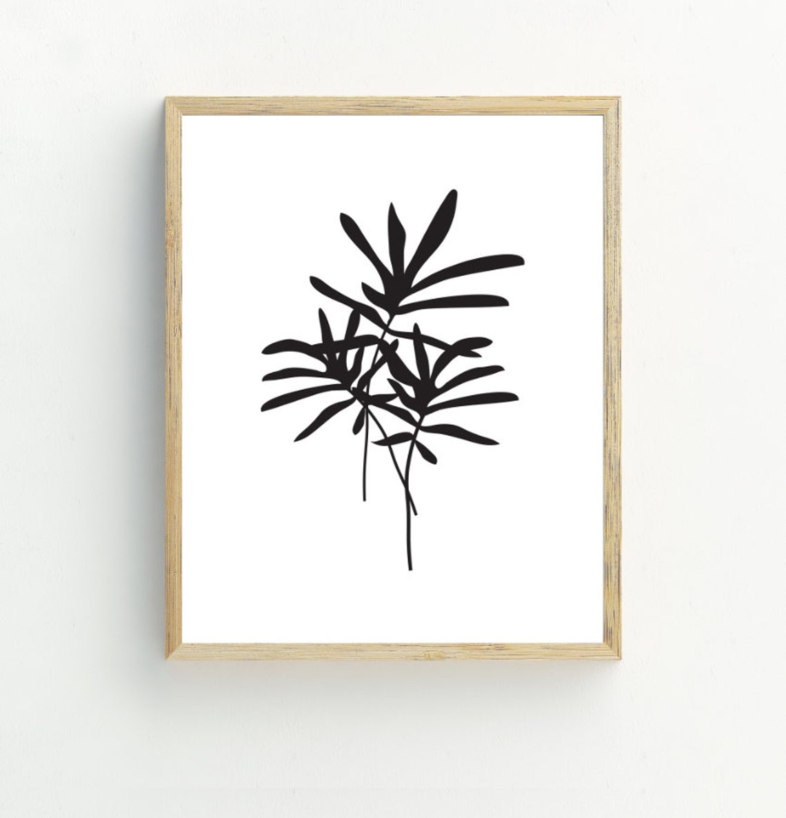 Black Palm Leaf Silhouette Minimalist Monochrome Botanical Wall Art - Image 2