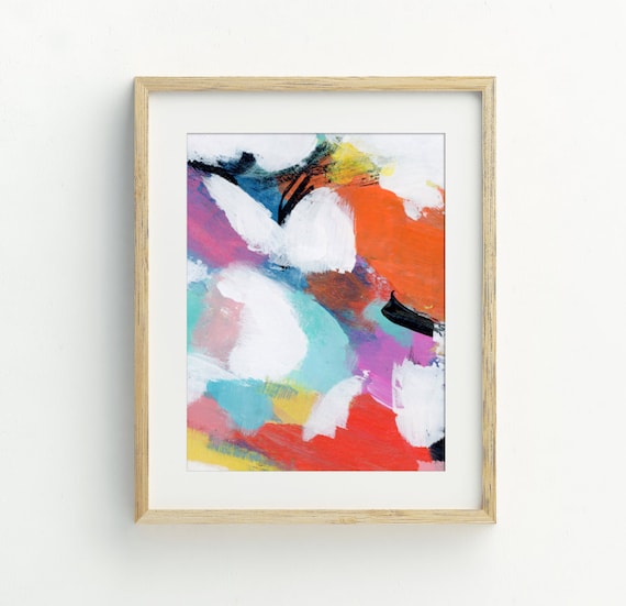 Abstract Wall Art Instant Modern Art Print Orange Blue Pink 5x7 8x10 11x14 16x20