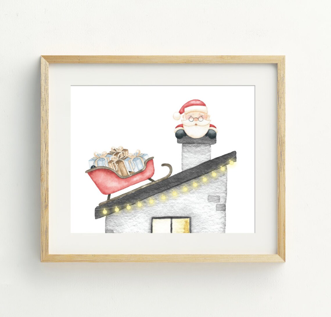 Christmas Santa Art Print, Holiday Wall Decor - Image 2
