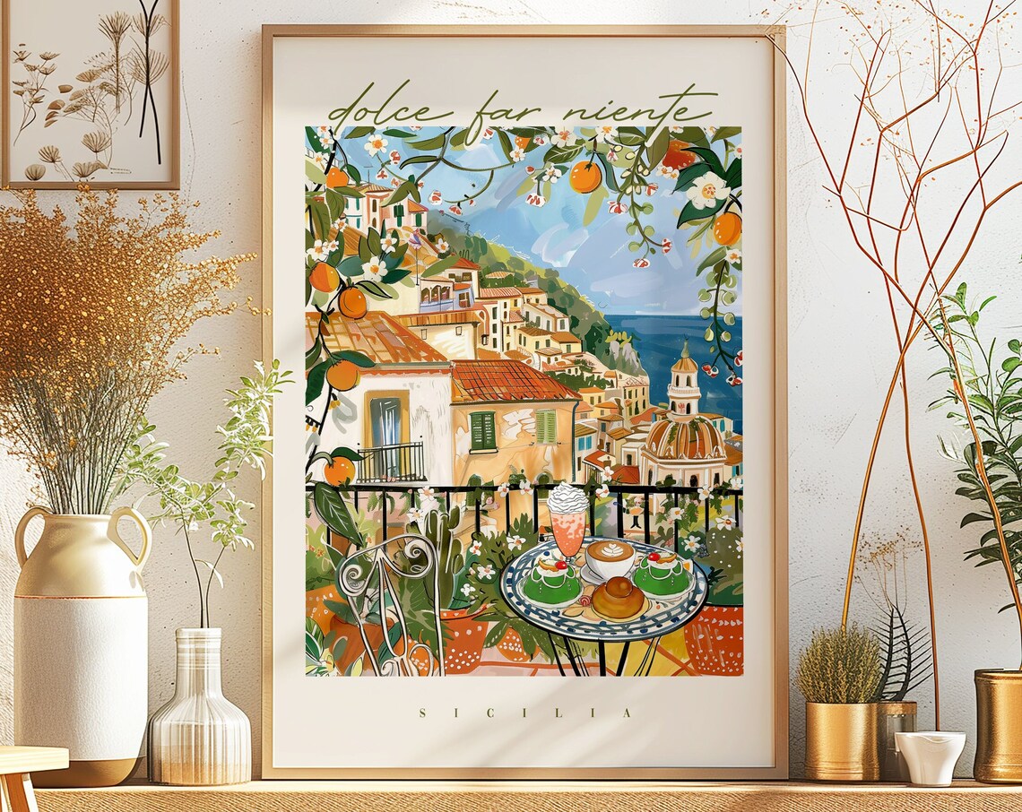 Dolce Far Niente Sicily Breakfast View Art Print